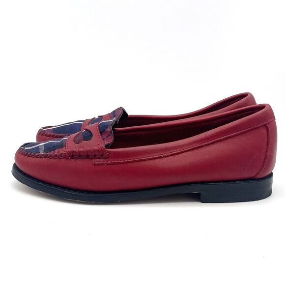 Bass x Rachel Antonoff Red Leather Wendybird Plaid Weejuns Penny Loafer Size 6 - Picture 5 of 16